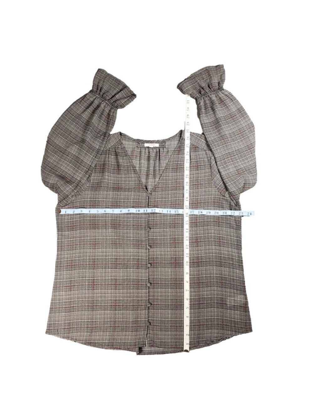Maurices Women’s Large Plaid V-Neck Button Front Blouse Long Sleeve - Picture 10 of 11